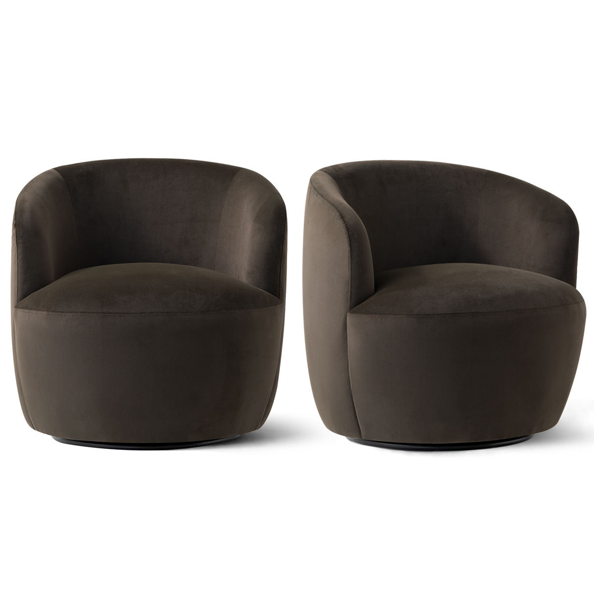27" Wide Velvet Swivel Barrel Accent Chair (Set Of 2)